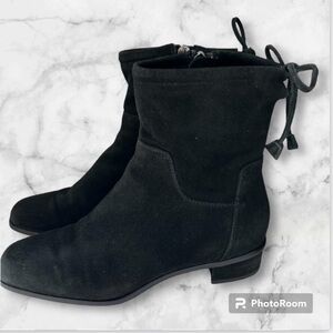 Aquatalia Black Suede Ankle Sock Boots Size 6.5